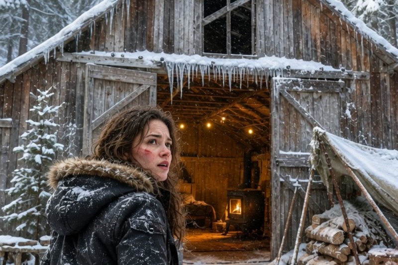 Thrown Out into a Blizzarding Forest, She Turned an Abandoned Barn into a Winter Fortress