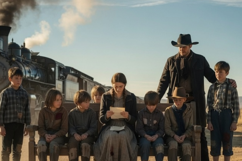 THE BRIDE ARRIVES TO MARRY A STRANGER BUT FINDS SEVEN STARVING CHILDREN WAITING FOR THEIR MOTHER