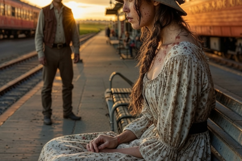 She Hid Her Burned Face Behind a Shawl — Until a Silent Cowboy Whispered, “You’re Safe Now… You’re With Me.”