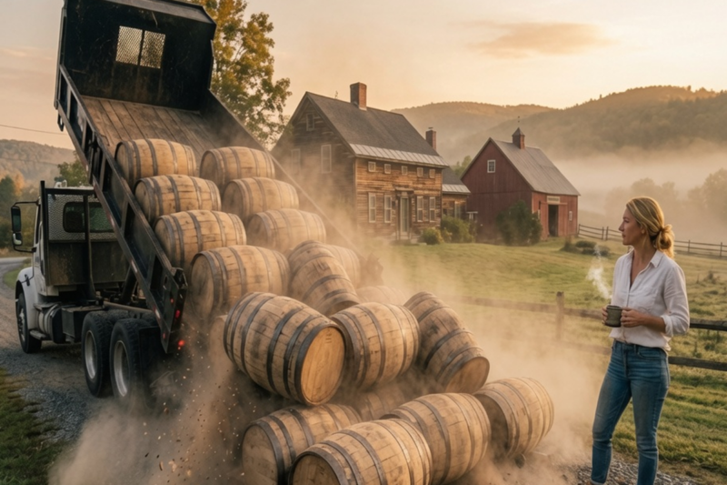 The Winery Dumped 800 Oak Barrels Behind Her Farm…She Built a Six-Figure Furniture Business