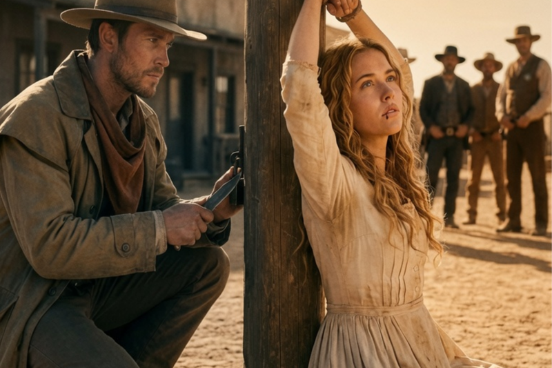 **They chained a young widow to a post beneath the burning New Mexico sun… and nearly an entire town walked past without offering a single drop of water.**