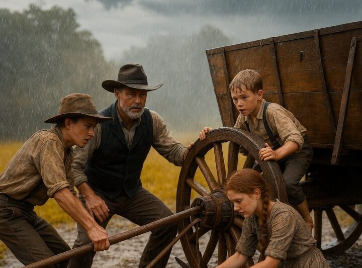 Three Orphans Helped a Wealthy Rancher Fix His Wagon Wheel, Next Day a Covered Wagon Pulled Up