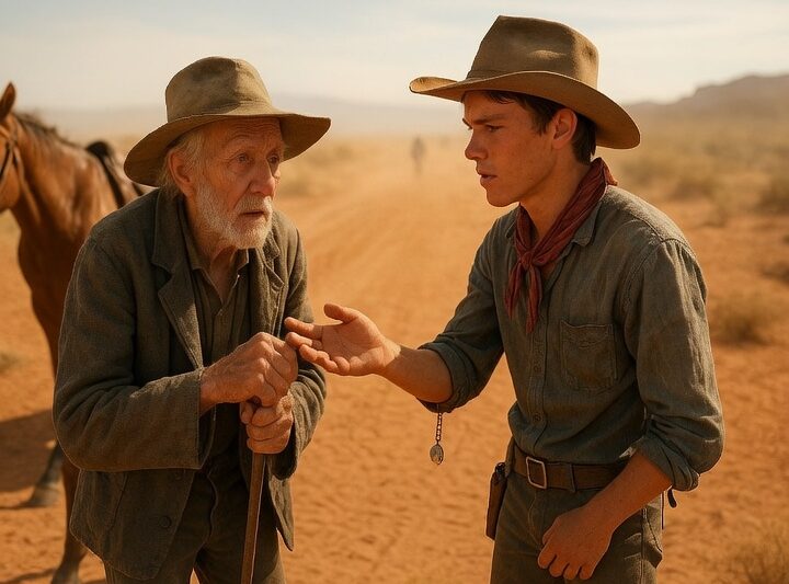 Everyone Ignored the Old Man by the Road, Until a Young Cowboy Helped Him He Was the Governor’s Dad