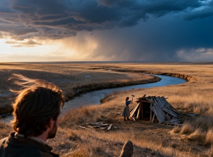 She Was Building a Shelter With Broken Boards—Rancher Watched From Afar, Then Rode Over With Lumber.